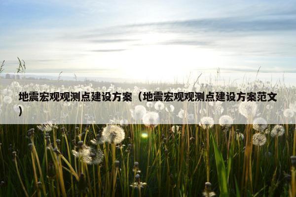 地震宏观观测点建设方案（地震宏观观测点建设方案范文）