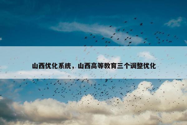 山西优化系统，山西高等教育三个调整优化