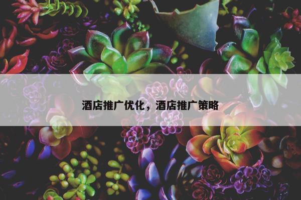 酒店推广优化，酒店推广策略