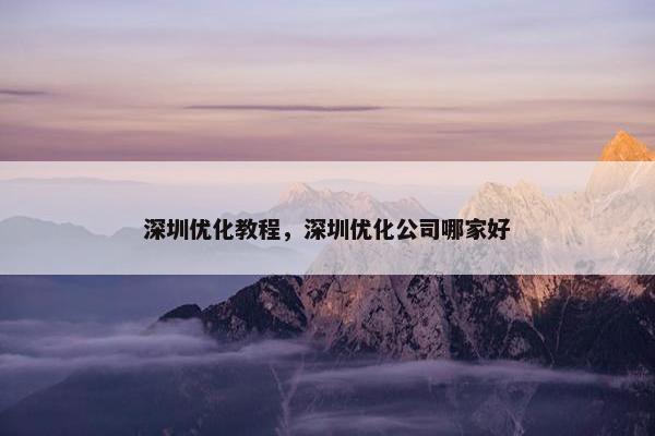 深圳优化教程，深圳优化公司哪家好
