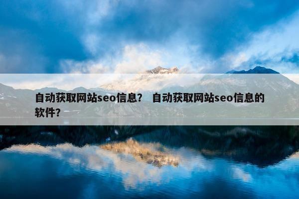 自动获取网站seo信息？ 自动获取网站seo信息的软件？