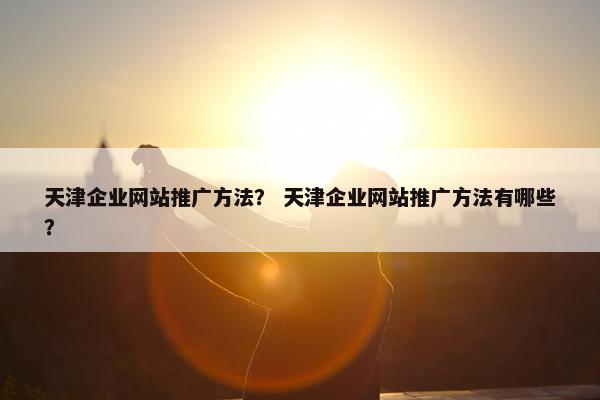 天津企业网站推广方法？ 天津企业网站推广方法有哪些？