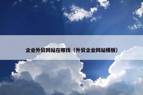 企业外贸网站在哪找（外贸企业网站模板）