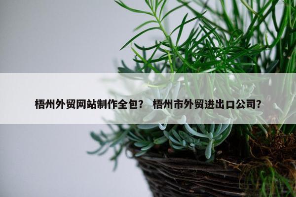 梧州外贸网站制作全包？ 梧州市外贸进出口公司？