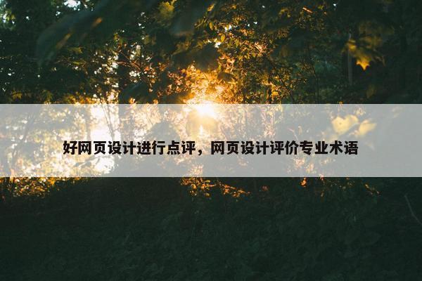 好网页设计进行点评，网页设计评价专业术语