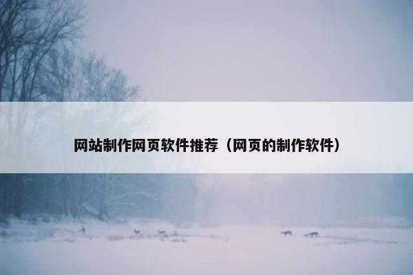 网站制作网页软件推荐（网页的制作软件）