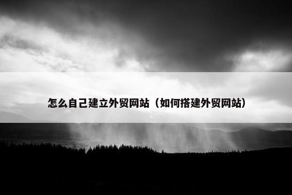 怎么自己建立外贸网站（如何搭建外贸网站）