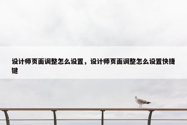 设计师页面调整怎么设置，设计师页面调整怎么设置快捷键