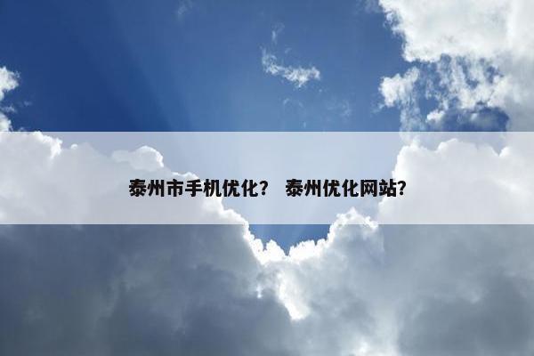 泰州市手机优化？ 泰州优化网站？