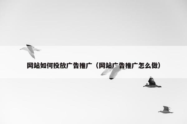网站如何投放广告推广（网站广告推广怎么做）