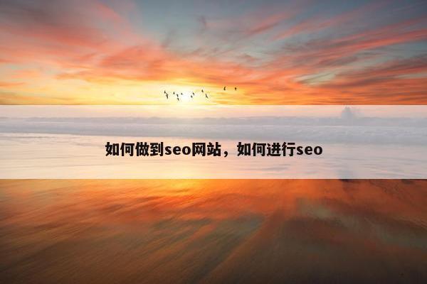 如何做到seo网站，如何进行seo