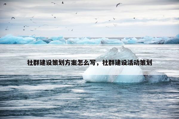 社群建设策划方案怎么写，社群建设活动策划