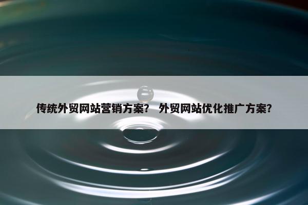传统外贸网站营销方案？ 外贸网站优化推广方案？