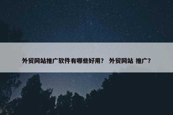 外贸网站推广软件有哪些好用？ 外贸网站 推广？