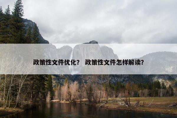 政策性文件优化？ 政策性文件怎样解读？