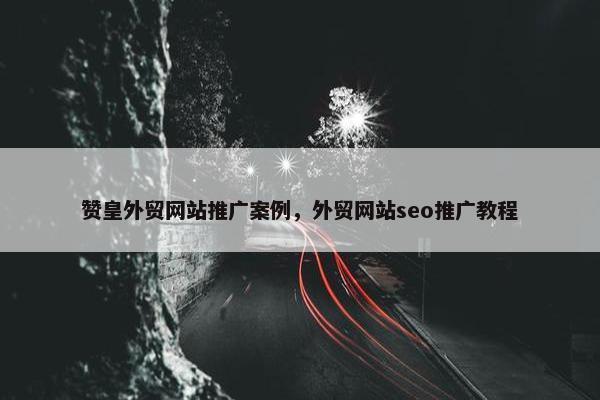 赞皇外贸网站推广案例，外贸网站seo推广教程