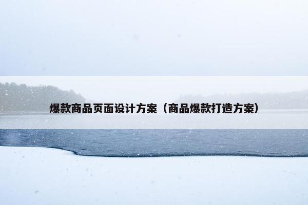 爆款商品页面设计方案（商品爆款打造方案）