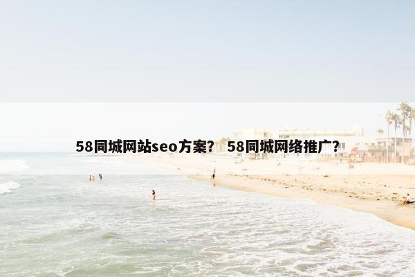 58同城网站seo方案？ 58同城网络推广？