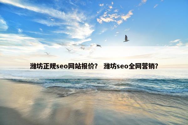 潍坊正规seo网站报价？ 潍坊seo全网营销？