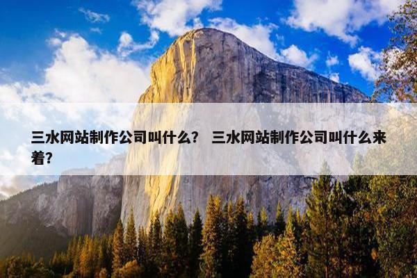 三水网站制作公司叫什么？ 三水网站制作公司叫什么来着？