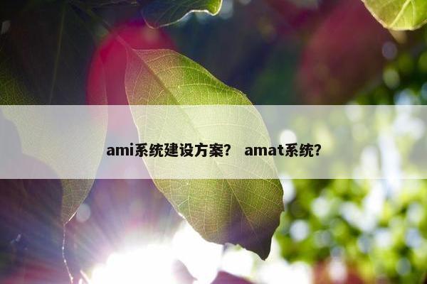 ami系统建设方案？ amat系统？