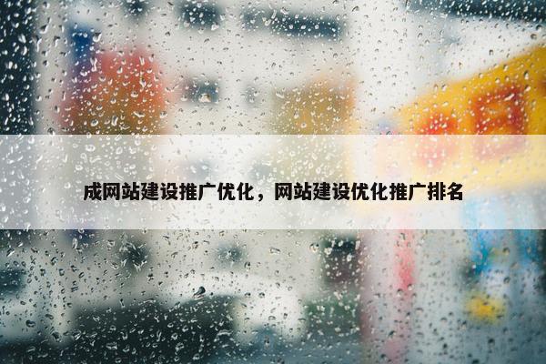 成网站建设推广优化，网站建设优化推广排名