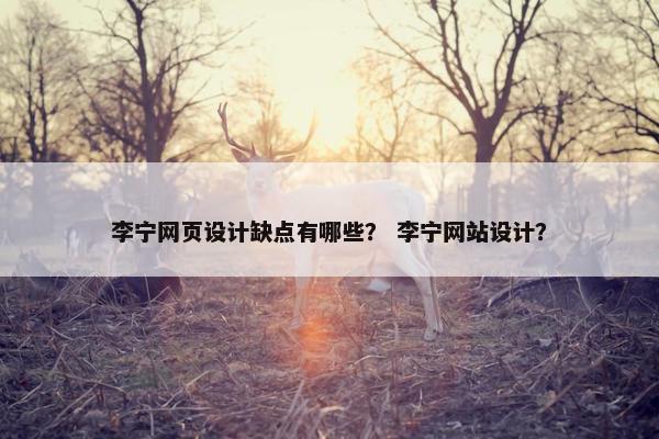 李宁网页设计缺点有哪些？ 李宁网站设计？
