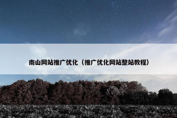 南山网站推广优化（推广优化网站整站教程）