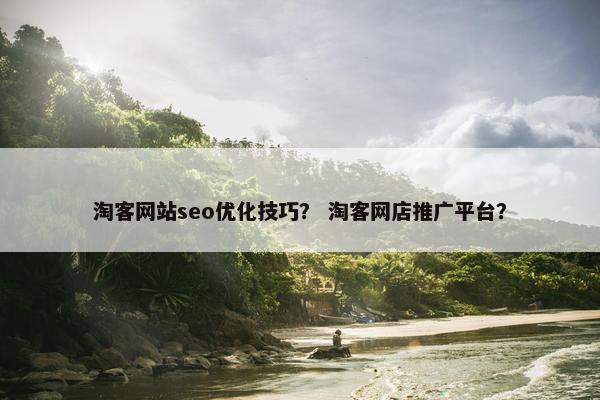 淘客网站seo优化技巧？ 淘客网店推广平台？